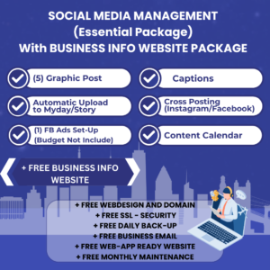 SOCIAL MEDIA MANAGEMENT (Essential package) with BUSINESS INFO WEBSITE