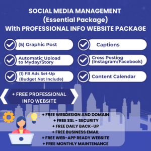 SOCIAL MEDIA MANAGEMENT (Essential package) with PROFESSIONAL INFO WEBSITE