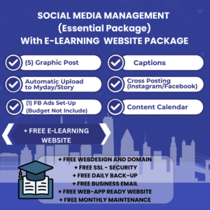 SOCIAL MEDIA MANAGEMENT (Essential package) with BASIC E-LEARNING WEBSITE