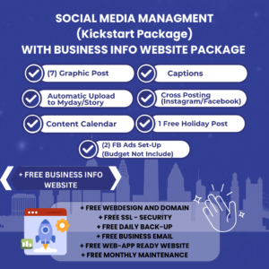 SOCIAL MEDIA MANAGEMENT (Kickstart package) with BUSINESS INFO WEBSITE