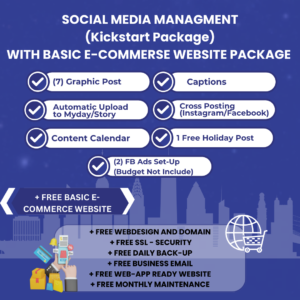 SOCIAL MEDIA MANAGEMENT (Kickstart package) with BASIC E-COMMERCE WEBSITE